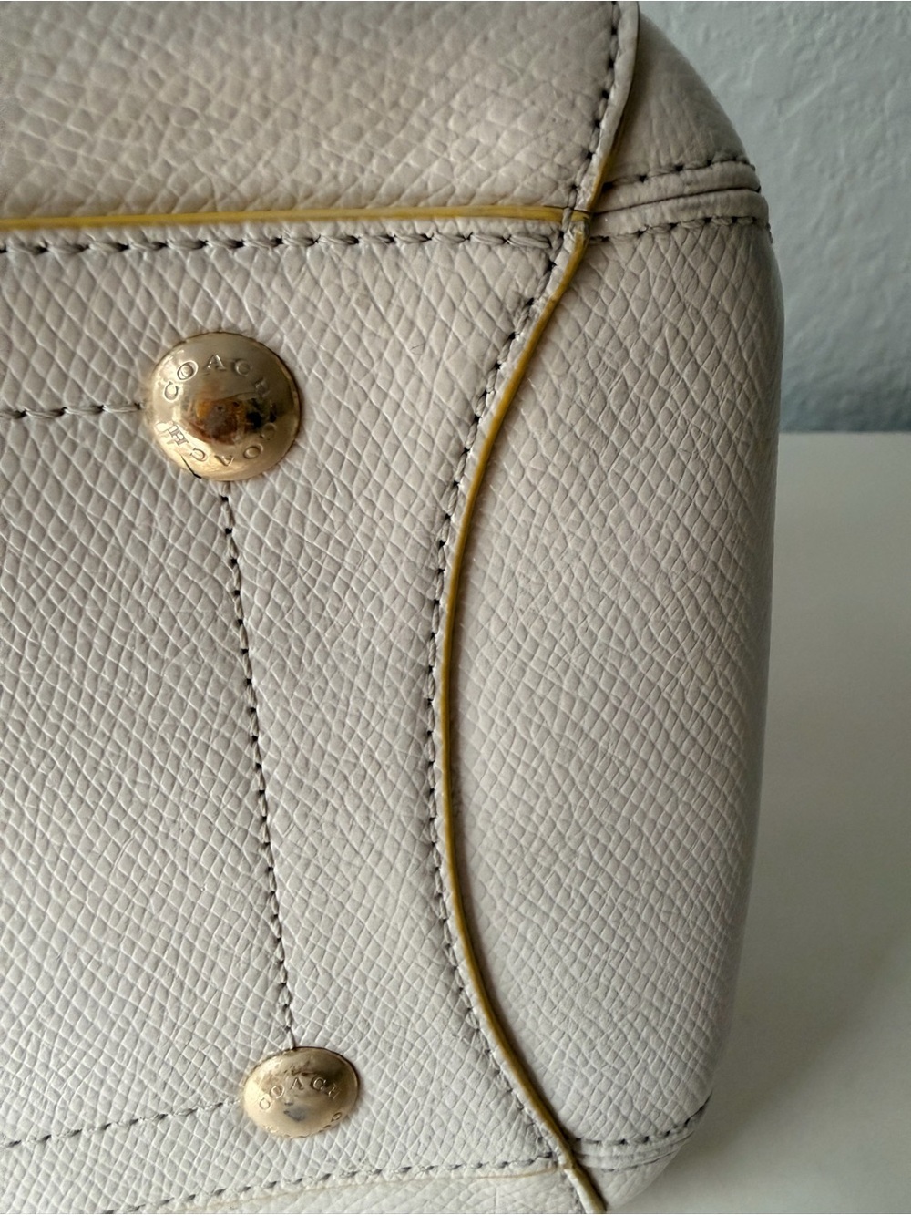 Coach Margot Carryall Yellow & Cream Crossgrain Leather Tote Bag - Picture 13 of 14